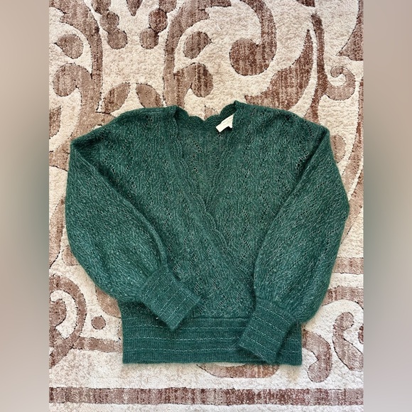 Sezane Nathalia Elegant Green Women's Sweater Jumper - Picture 4 of 4